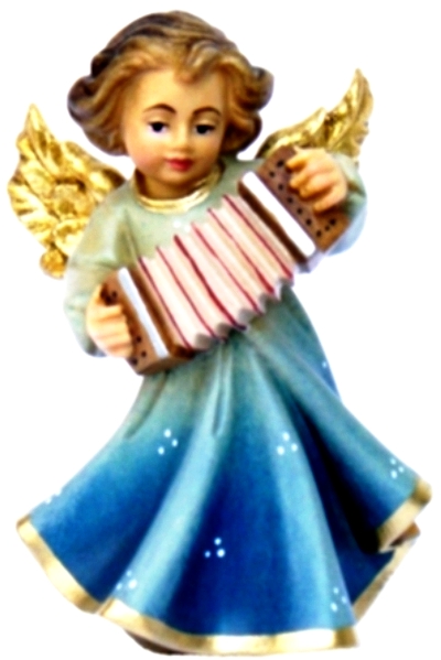 Engel mit Accordeon, Ahornholz, farbig lasiert