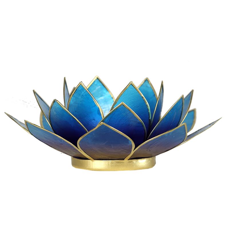 Lotus Teelichthalter, Kerzenhalter blau