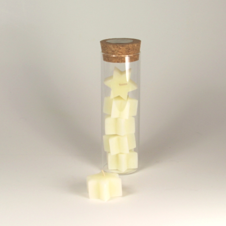 sternen-teelicht-im-glas-elfenbein-1 5 Sternen Teelichter im Glas elfenbein - 100 % Bienenwachs