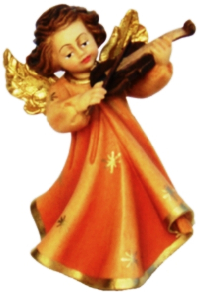 Engel mit Violine, Ahornholz, farbig lasiert