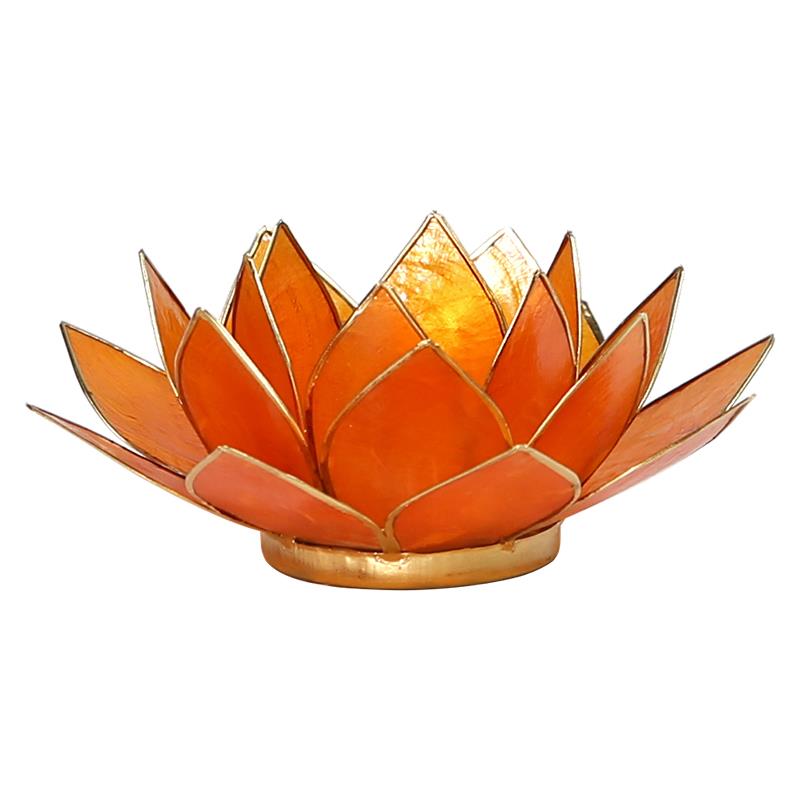Lotus Teelichthalter, Kerzenhalter, orange